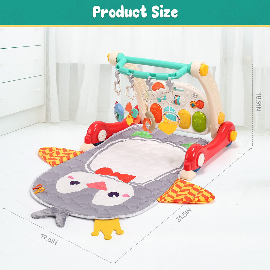 CUTE STONE Baby Gym Play Mat, Play Piano Gym with Tummy Time Activity